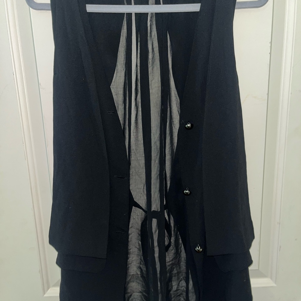 Black Sheer Button-Up Vest